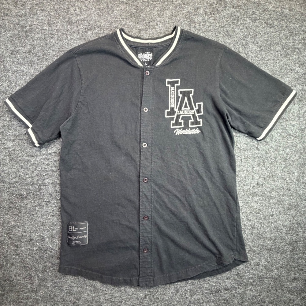 Los Angeles Brooklyn Laundry Baseball Jersey Shirt Mens Large Black LA 23